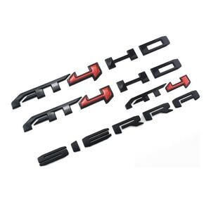 4Pcs AT4 HD Emblem Sierra Badge for 1500 2500HD 3500HD 85002068 (Gloss Black Red